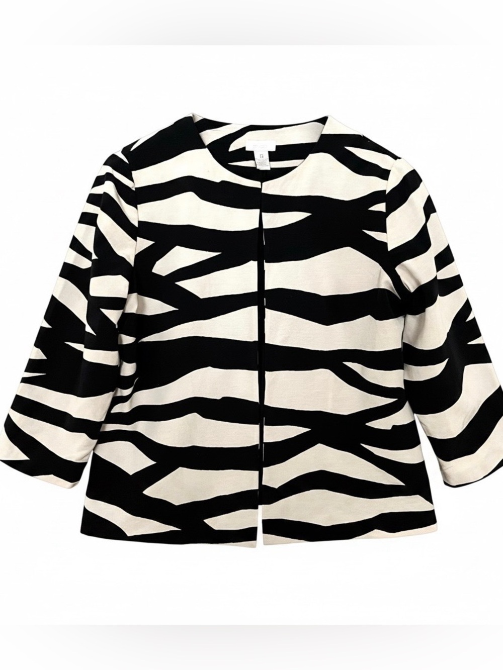 Chico's Zebra Animal Print Open Front Jacket Blazer Size 0 / Small